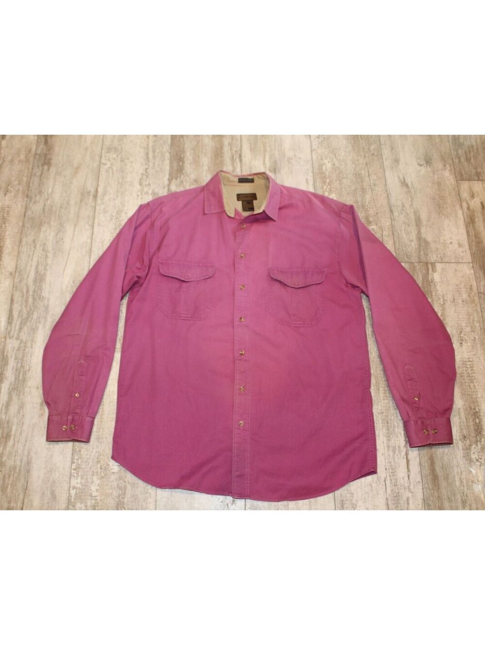 Eddie Bauer Mens L Tall Pink Cotton Button Shirt Outdoors